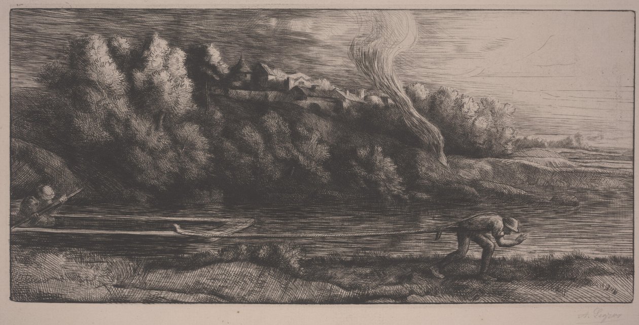 Krajina s lodí (lept) od Alphonse Legros