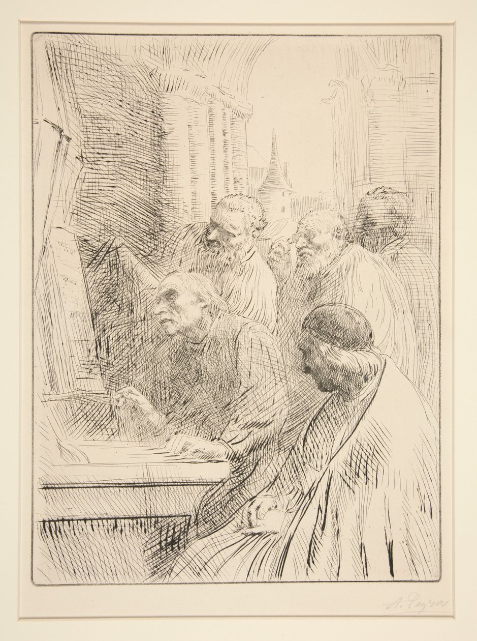 Mniši v kostele od Alphonse Legros