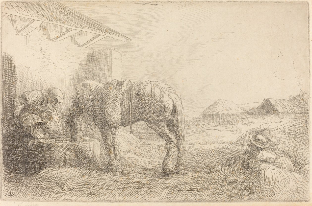 Muž napájení koně Muž napájení koně. od Alphonse Legros