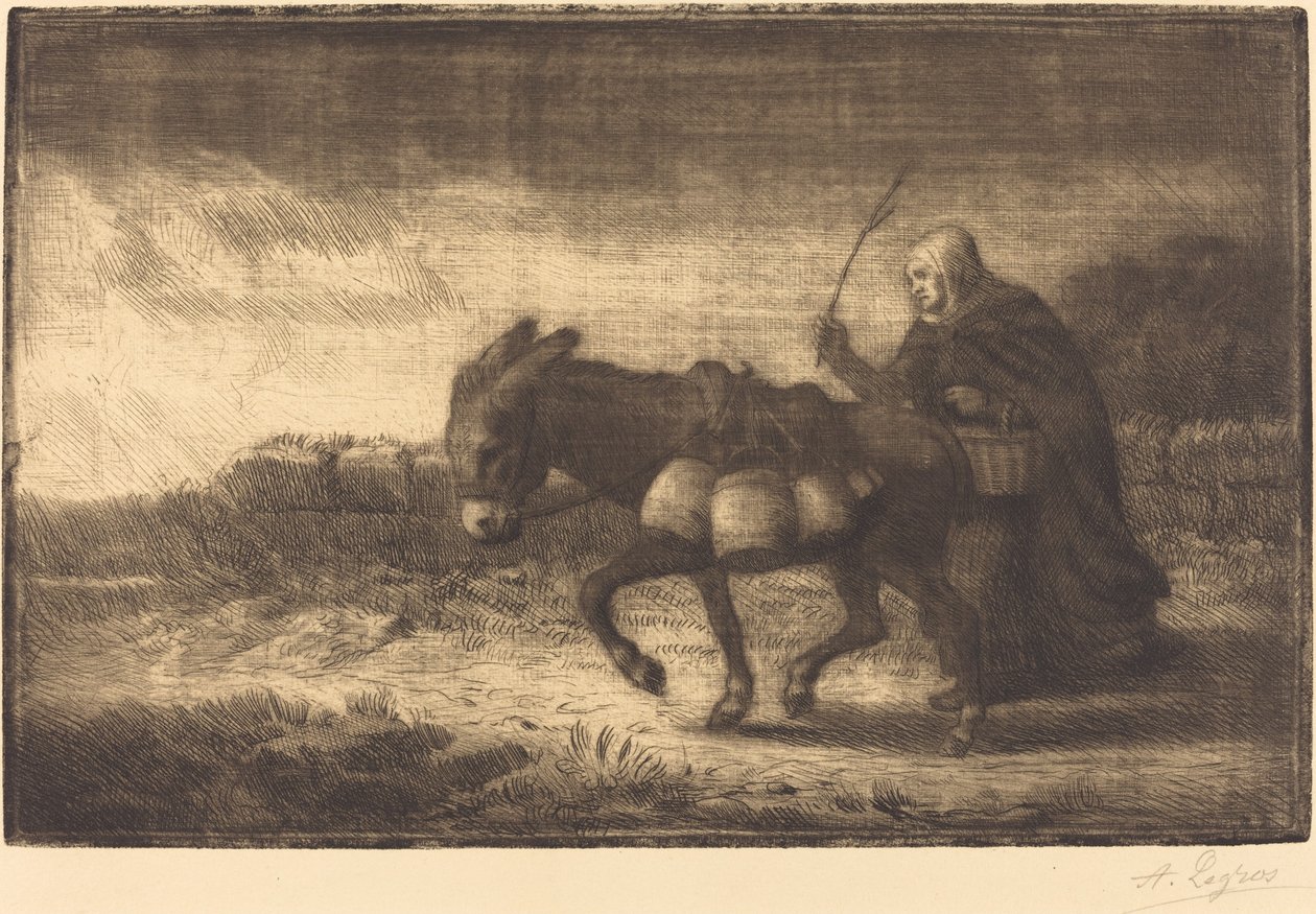 Dojička z Boulogne, 1. talíř (Laitiere a Boulogne) od Alphonse Legros