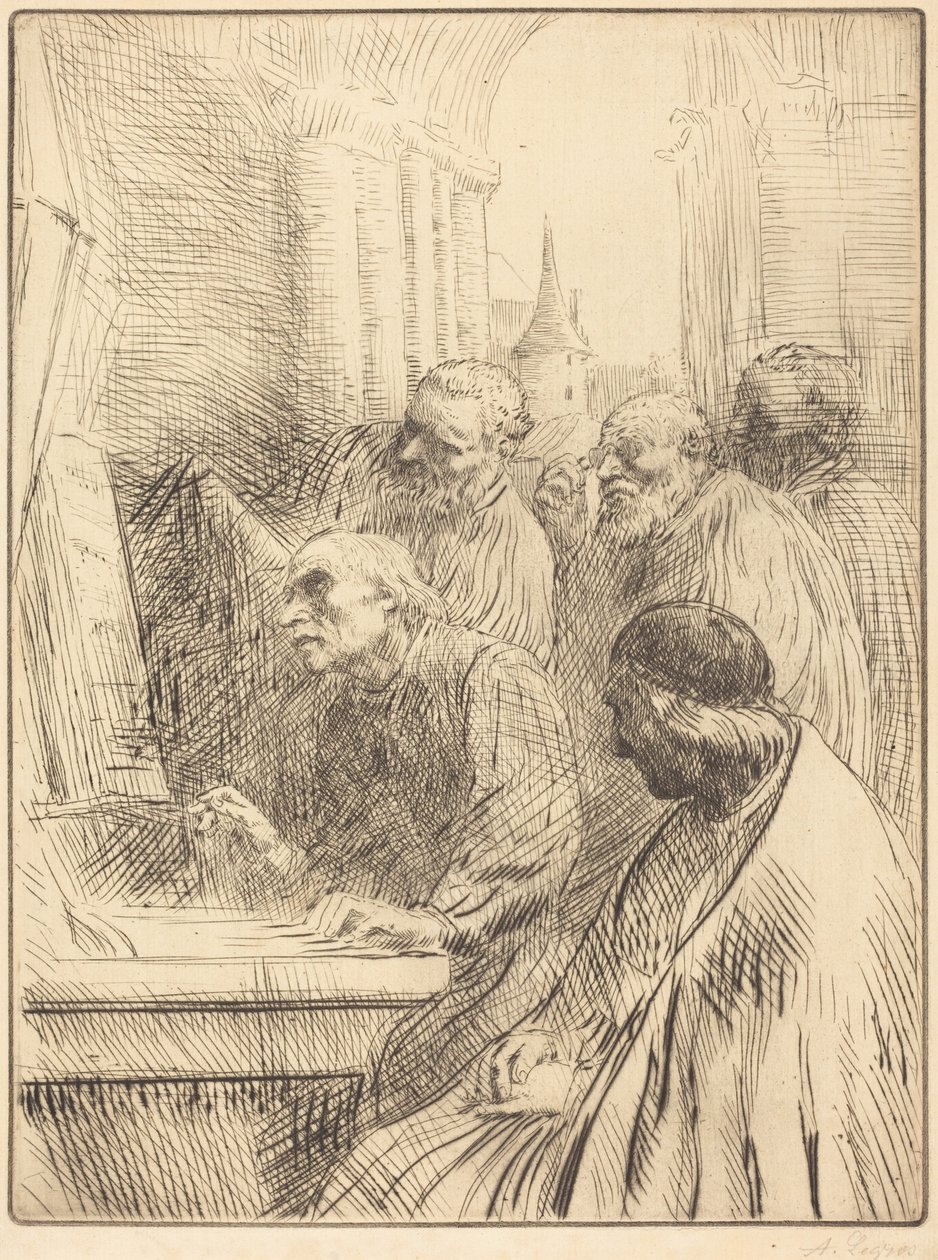 Monks at Church (Mniši v kostele) od Alphonse Legros