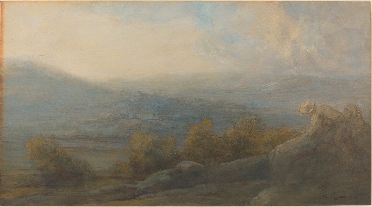 Horská krajina se dvěma postavami napravo od Alphonse Legros