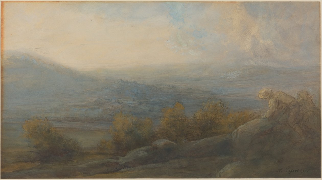 Horská krajina se dvěma postavami vpravo od Alphonse Legros