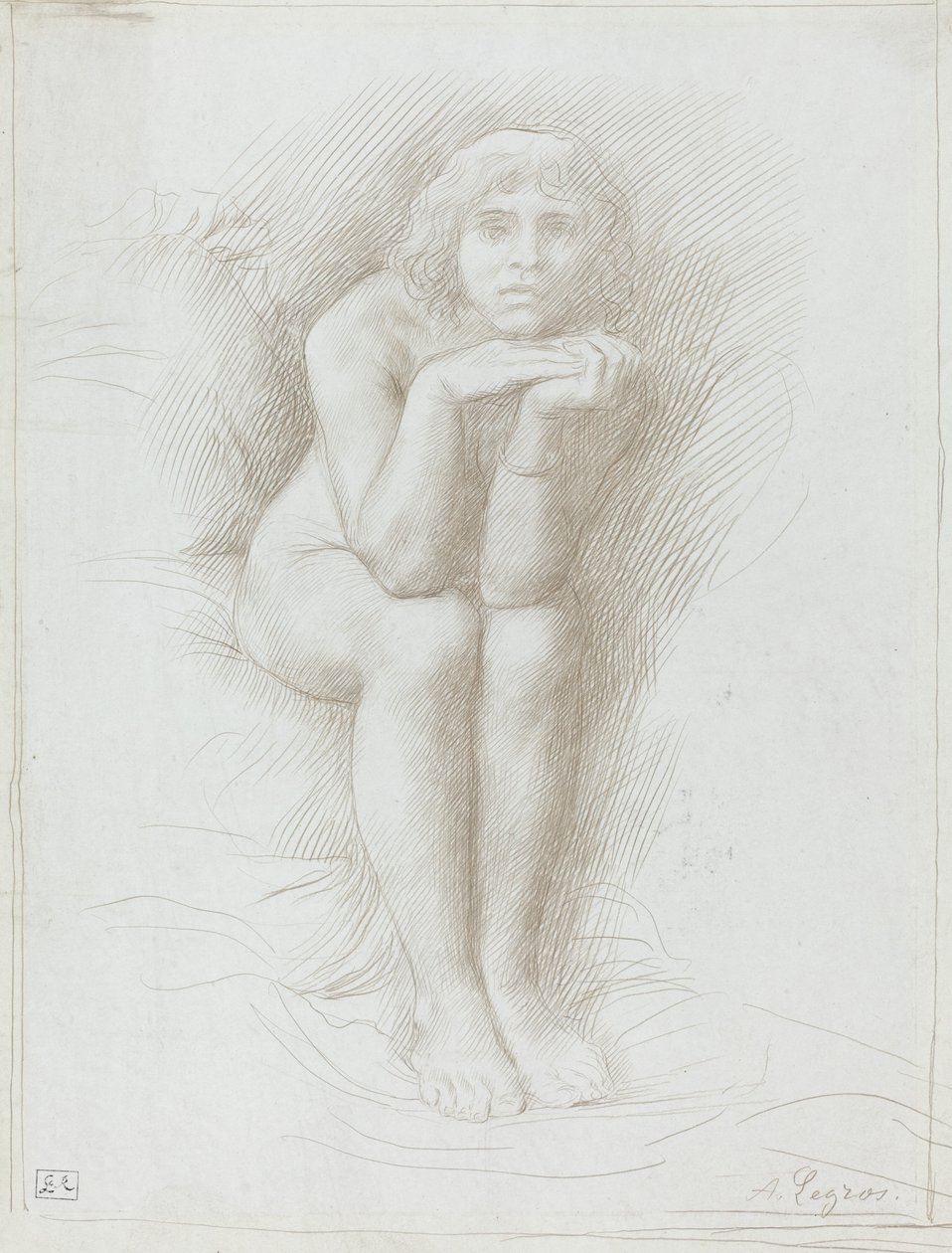 Nahá modelka sedí. od Alphonse Legros