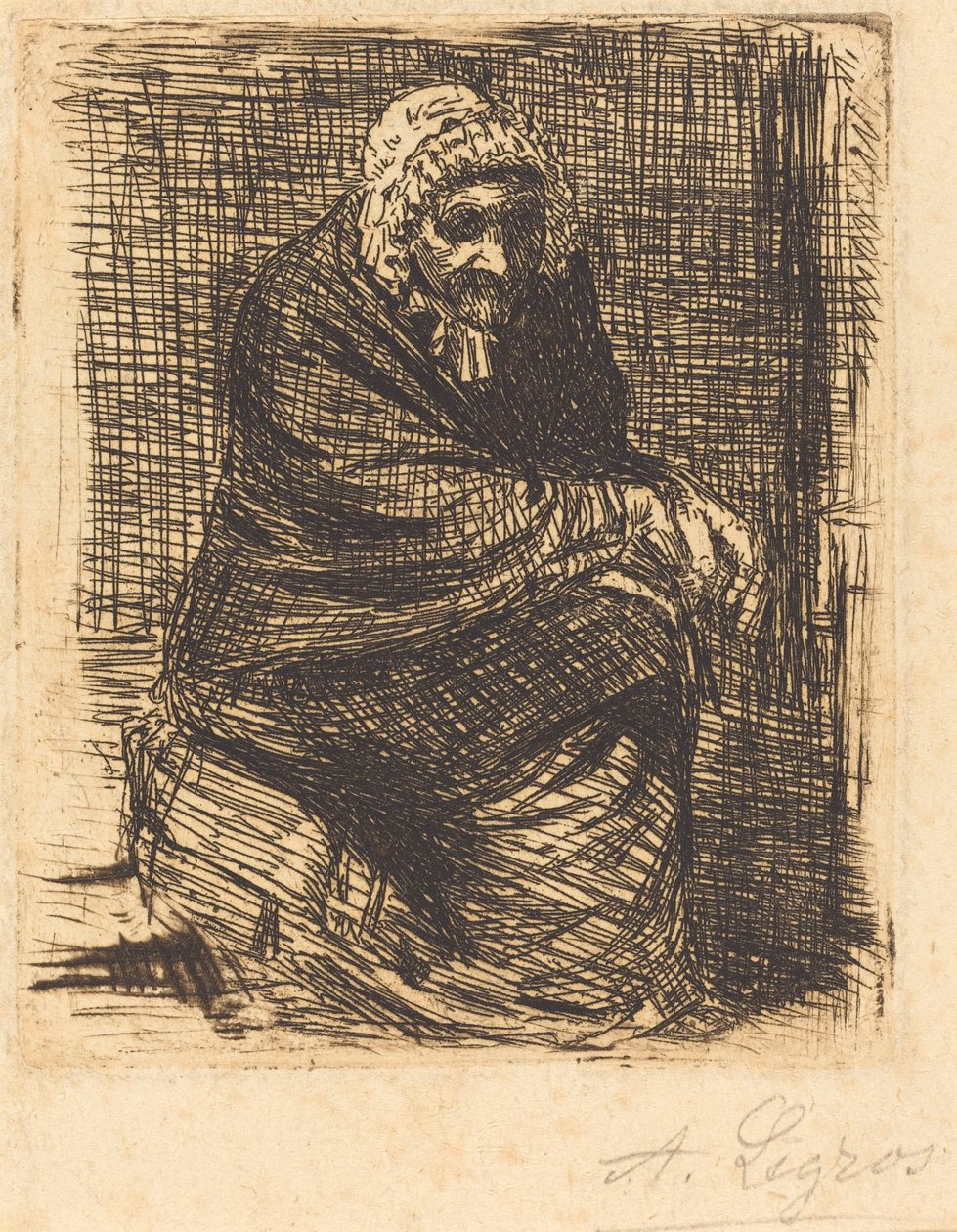 Sedící stará žena Stará žena sedící. od Alphonse Legros