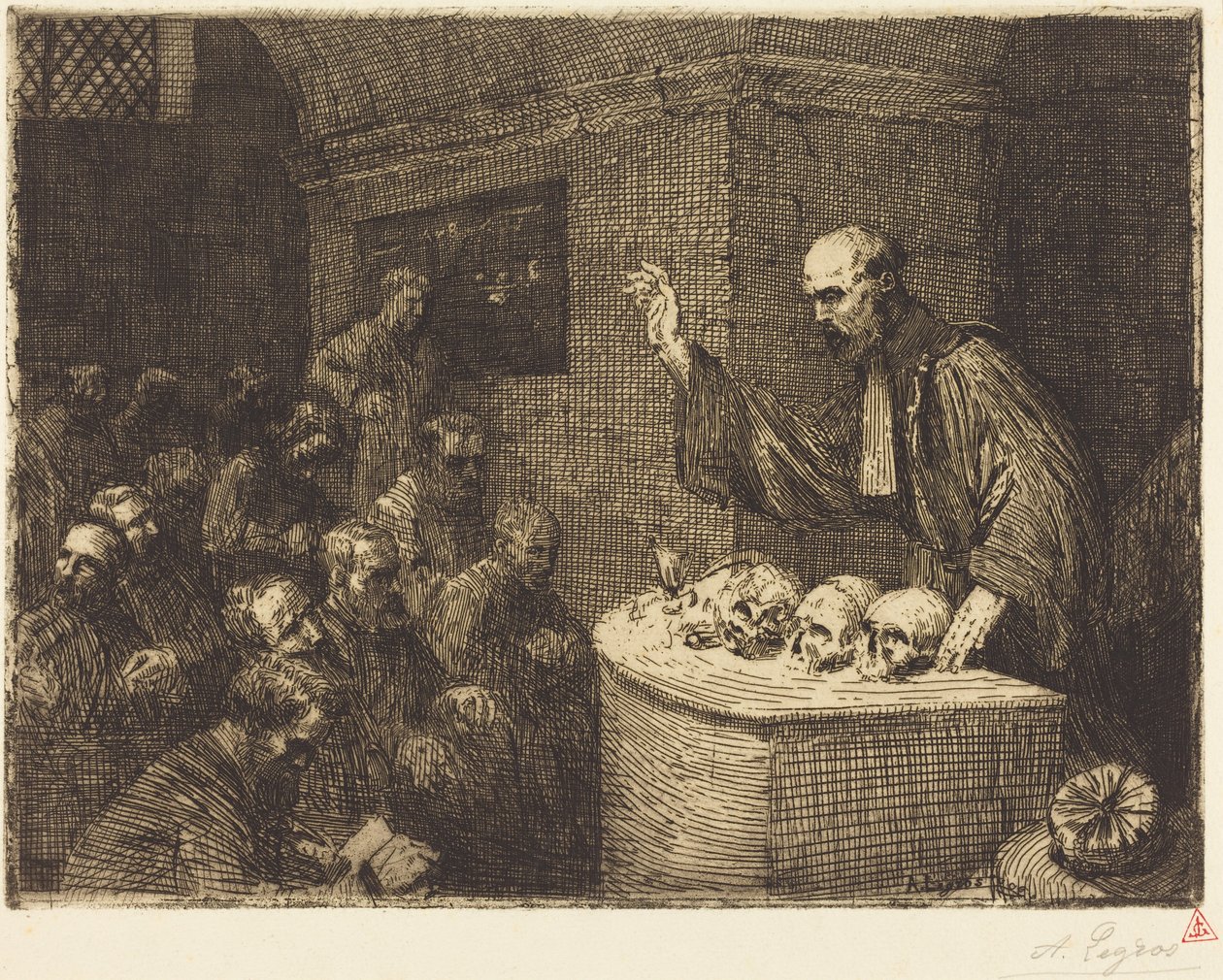 Kurz frenologie, 2. tabulka (Le cours de phrenologie) od Alphonse Legros