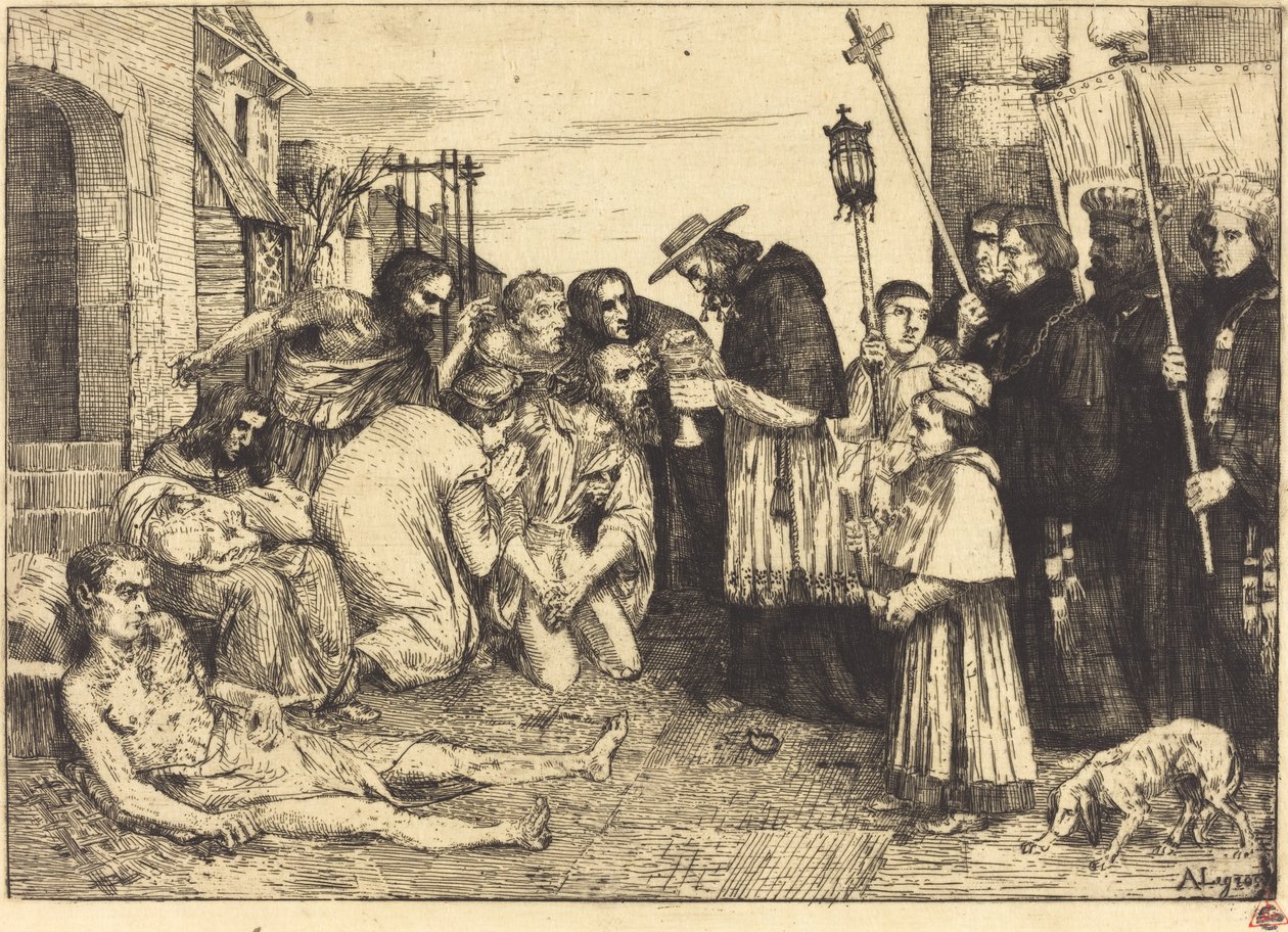 Morové oběti Říma (Les pestiferes de Rome) od Alphonse Legros