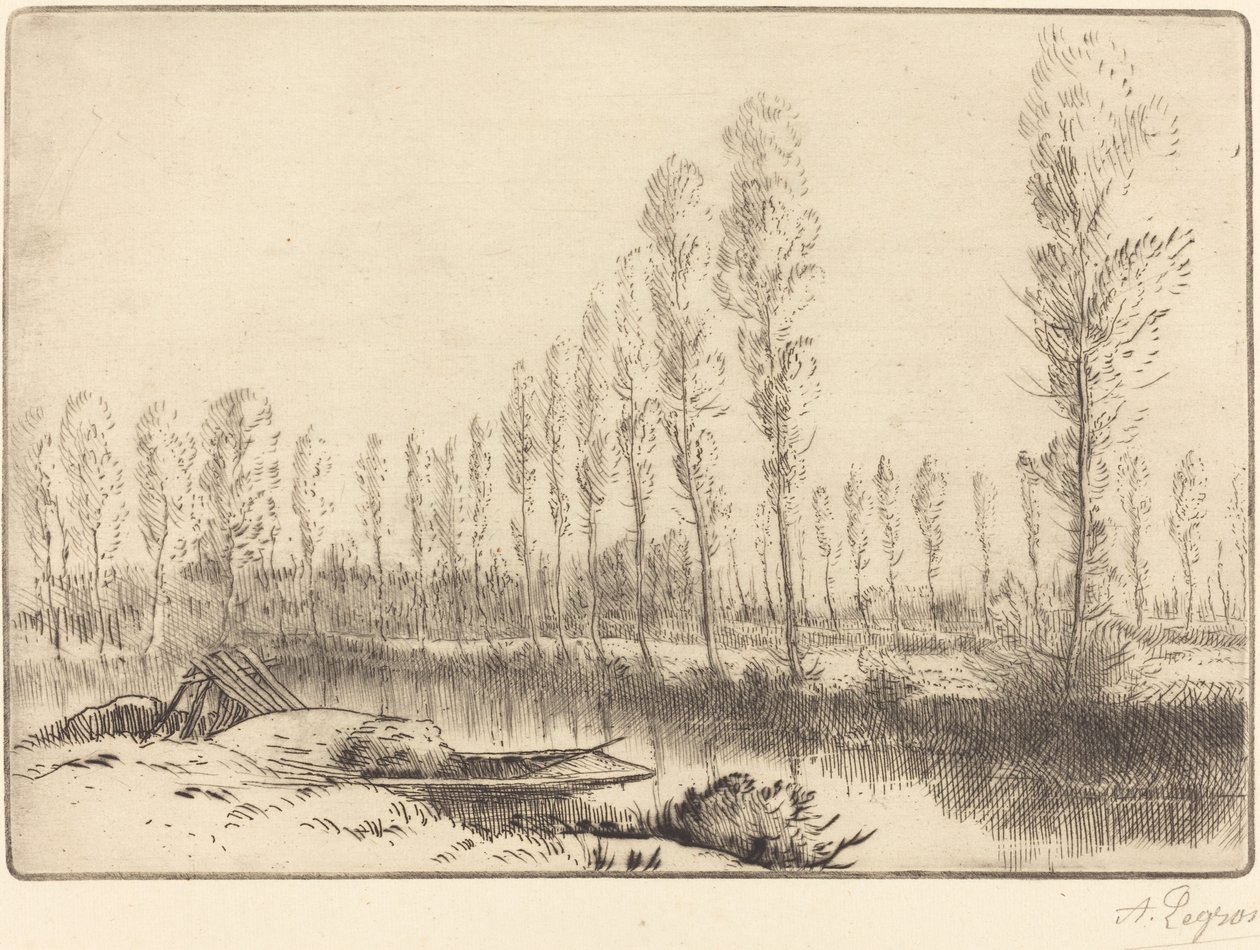 Topoly u Amiens Blízko Amiens, rašeliniště. od Alphonse Legros