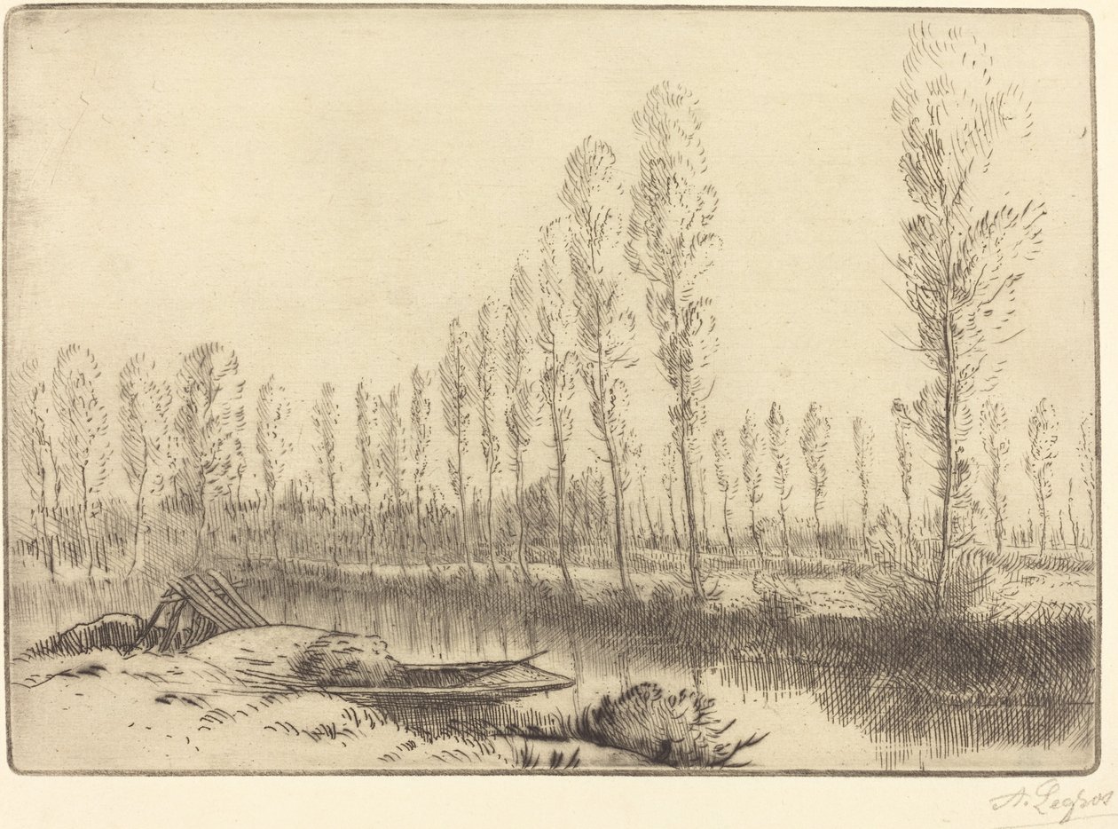 Topoly u Amiens Blízko Amiens, rašeliniště. od Alphonse Legros