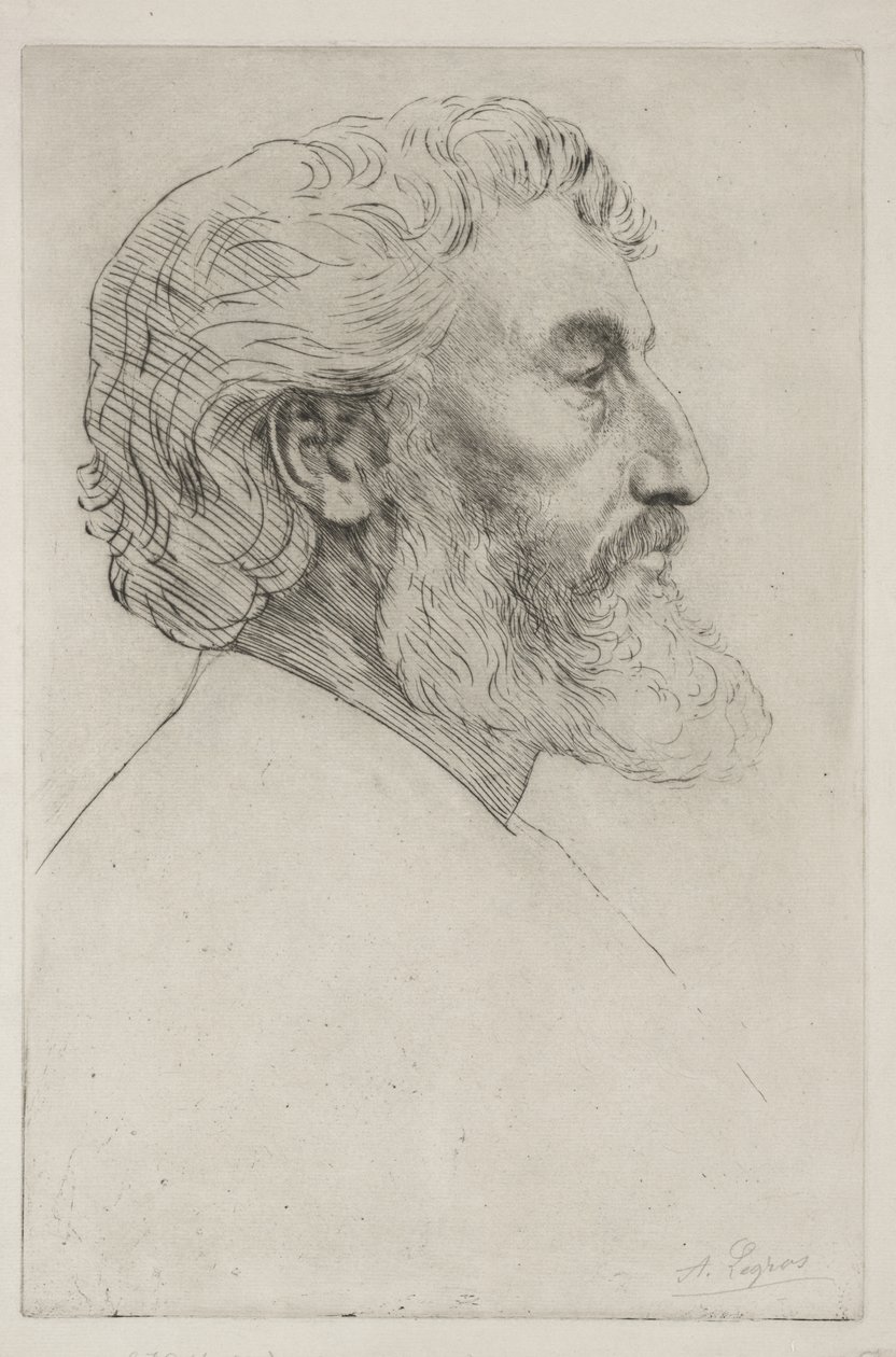 Portrét sira Fredericka Leightona (první deska) od Alphonse Legros