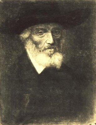 Portrét Thomase Carlylea (lept) od Alphonse Legros