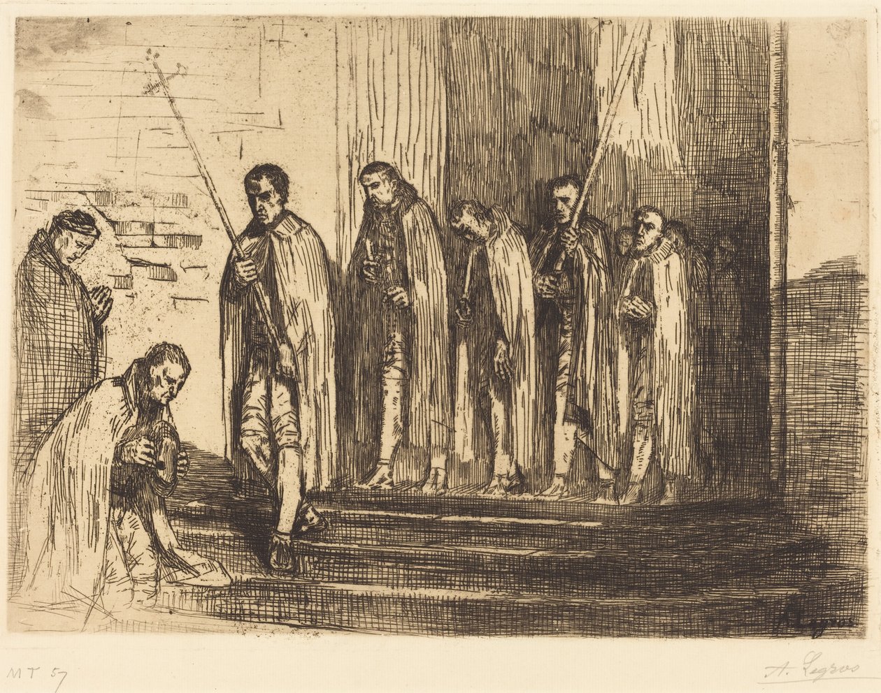Odchod procesí z kostela (La sortie de la procession) od Alphonse Legros