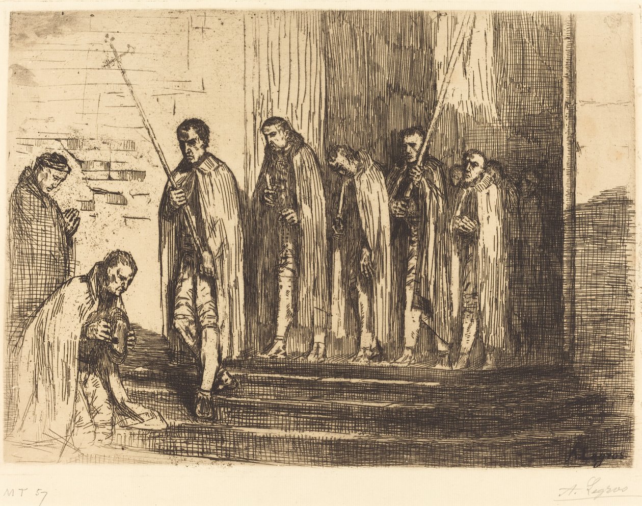 Procesí Odcházení z kostela La sortie de la procession. od Alphonse Legros