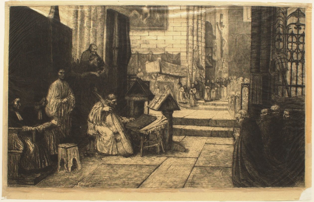Procesí ve španělském kostele od Alphonse Legros