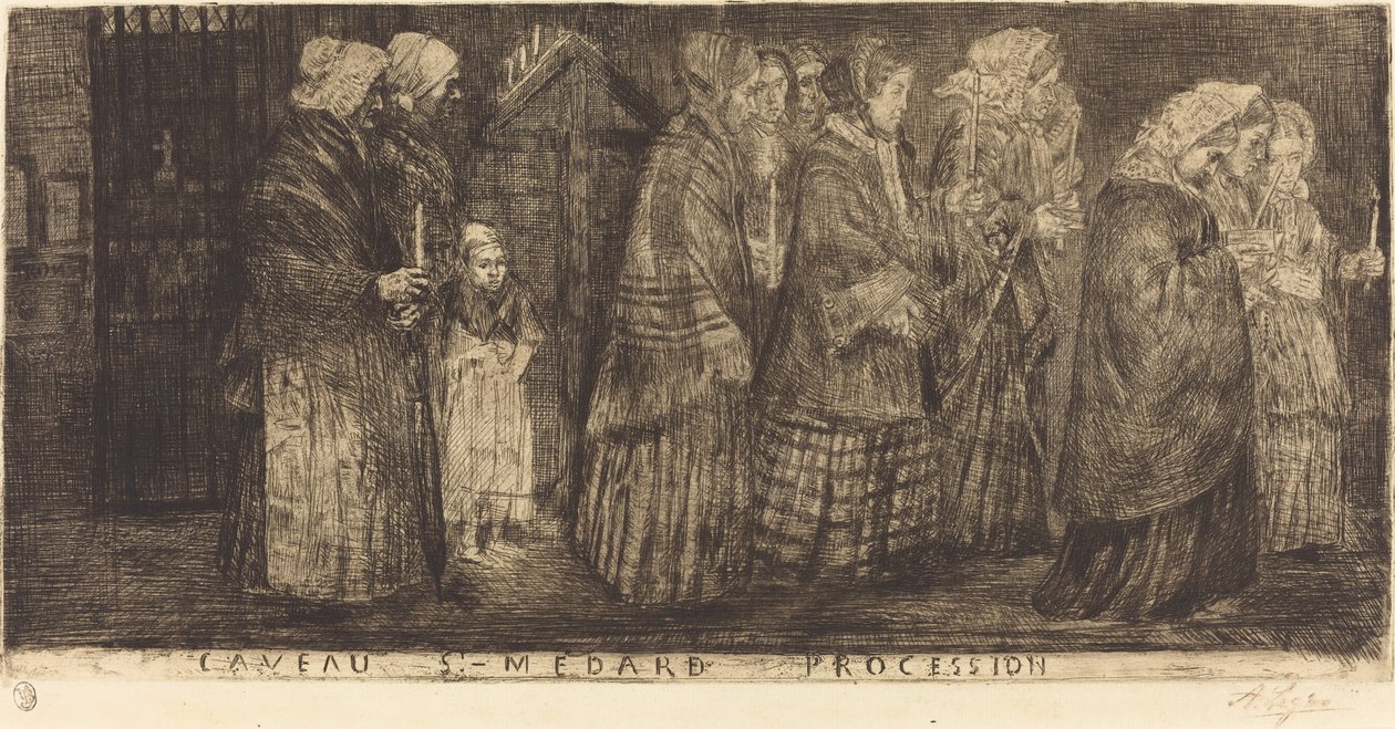 Procesí v hrobě svatého Medarda Procesí v trezorech svatého Medarda, 1859. od Alphonse Legros