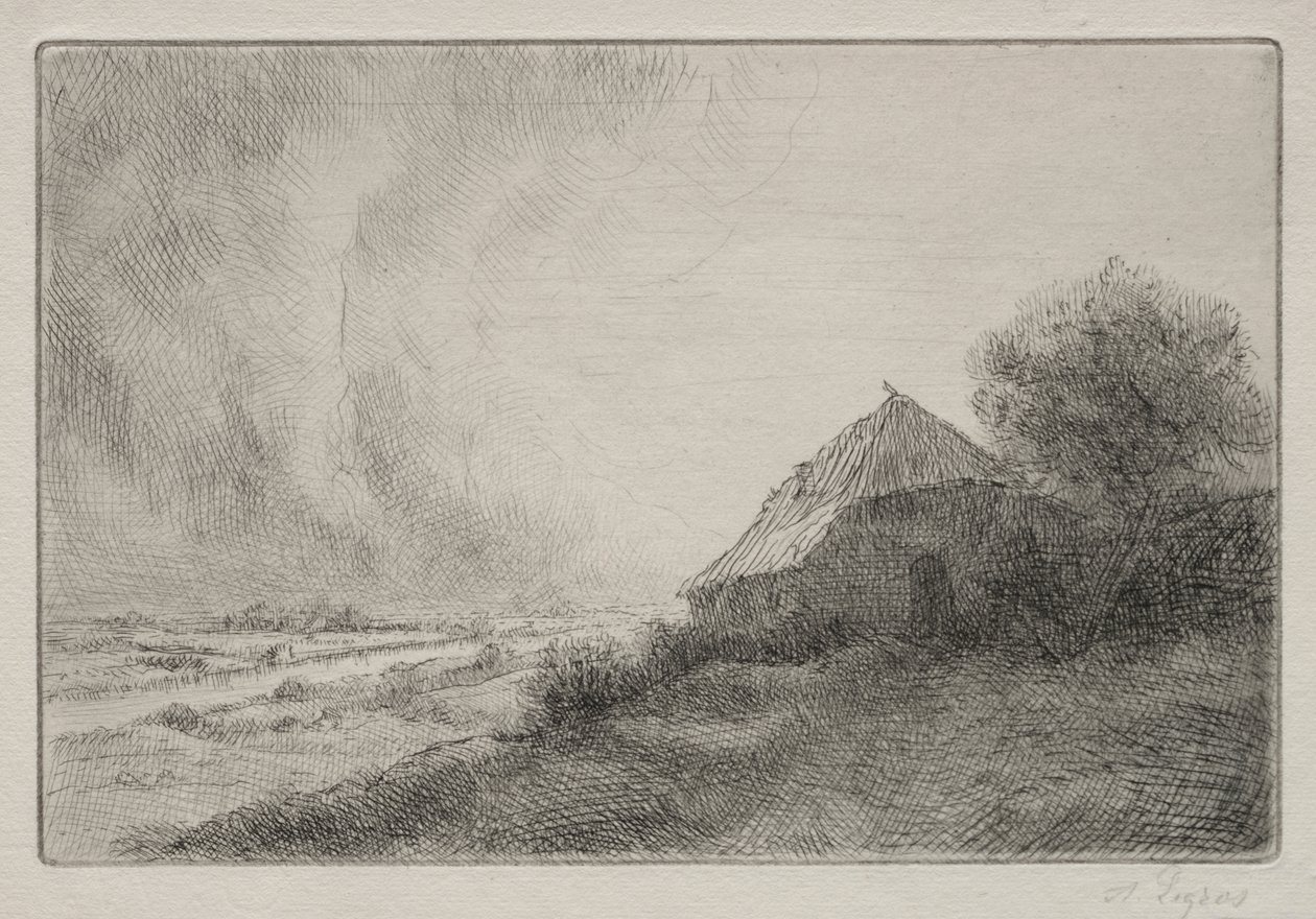 Zničený dům na svahu od Alphonse Legros