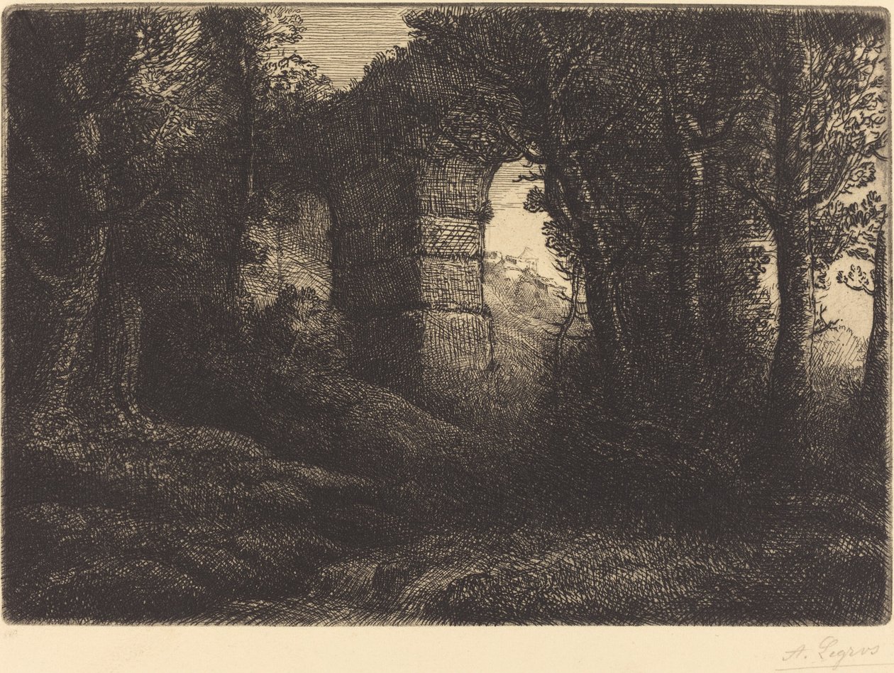 Ruiny starověkého akvaduktu od Alphonse Legros