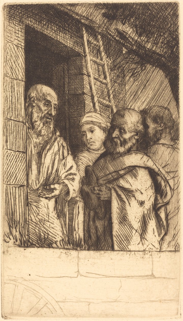 Svatý Petr a svatý Pavel u dveří Bonhomme Misere od Alphonse Legros