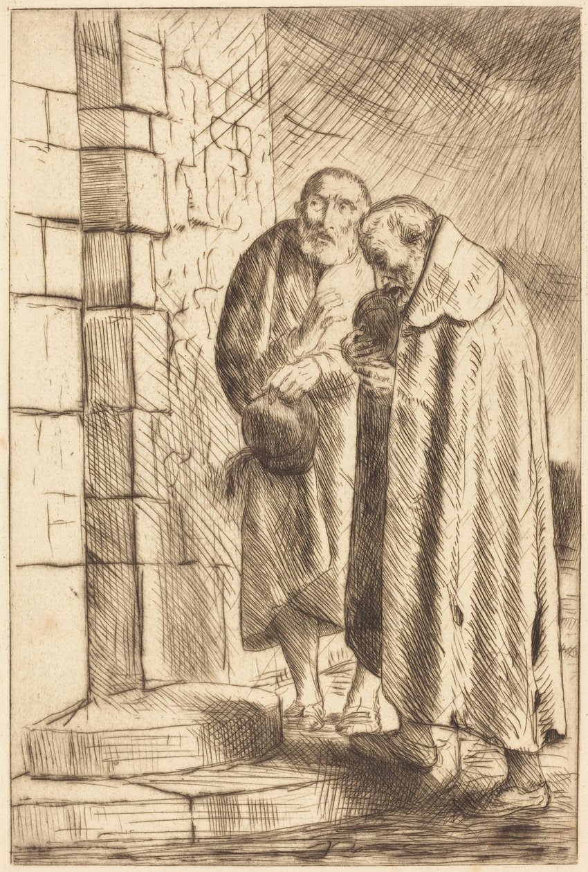 Svatý Petr a svatý Pavel u dveří pana Richarda od Alphonse Legros