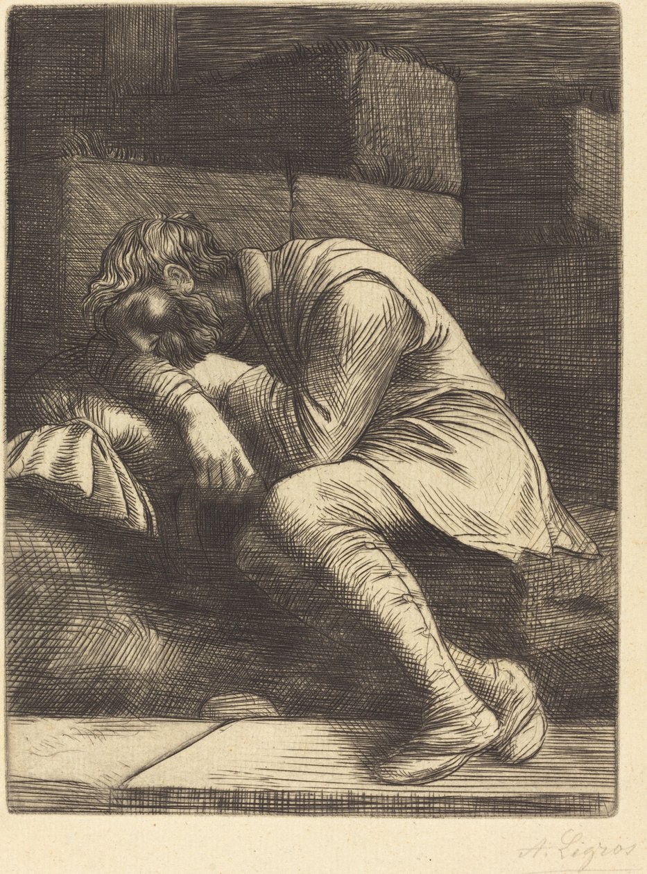 Spící žebrák od Alphonse Legros