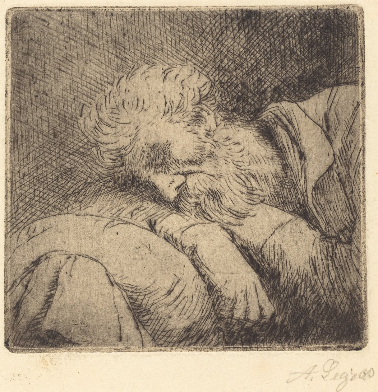Spící žebrák od Alphonse Legros