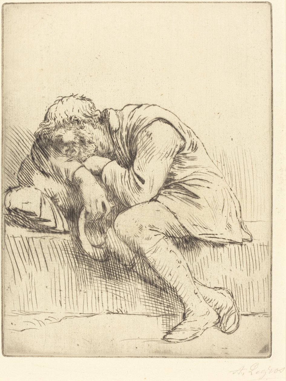 Spící žebrák od Alphonse Legros