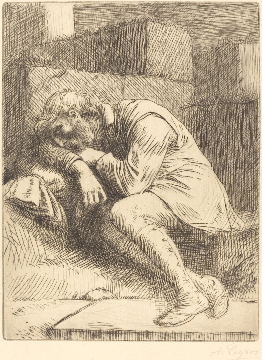 Spící žebrák od Alphonse Legros