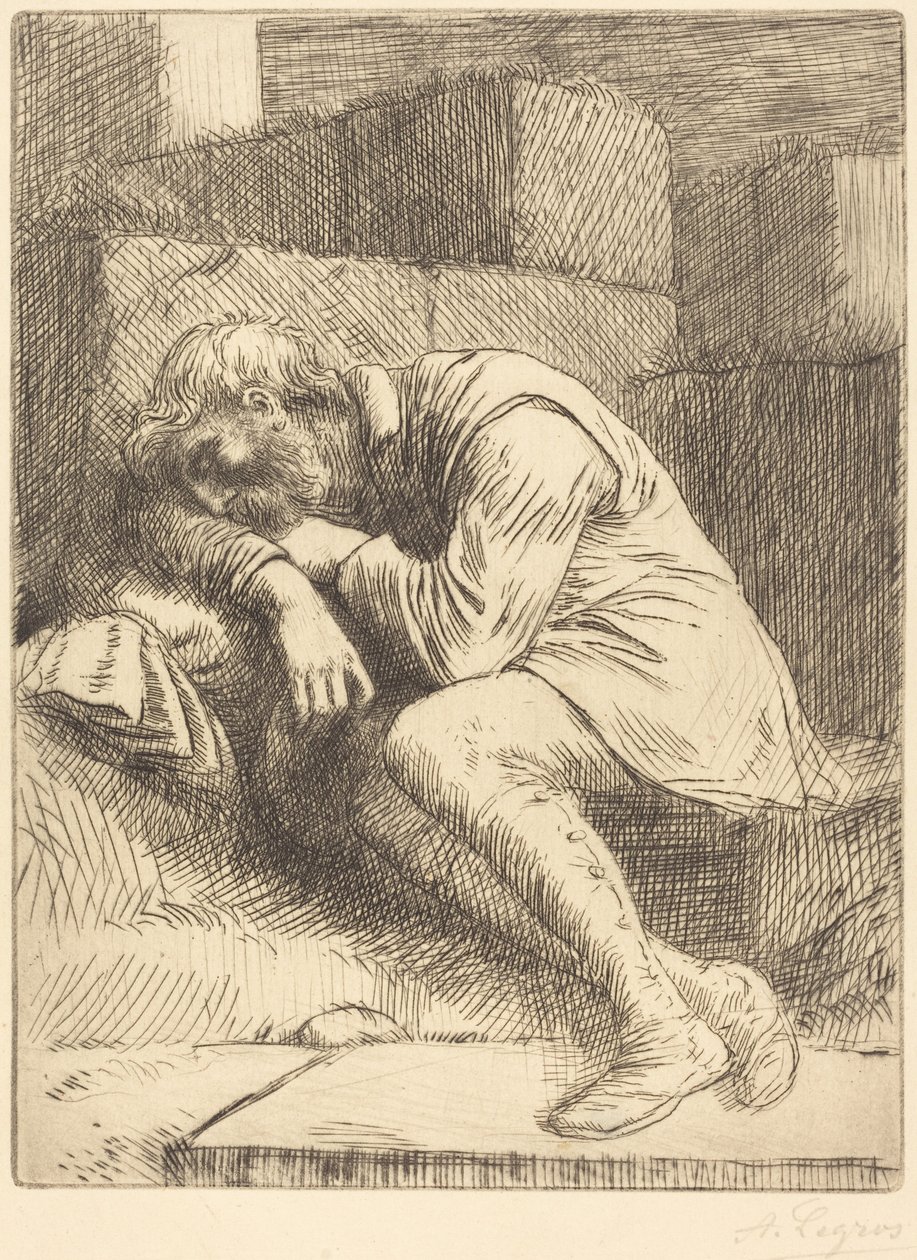 Sleeping Beggar (Spící žebrák) od Alphonse Legros