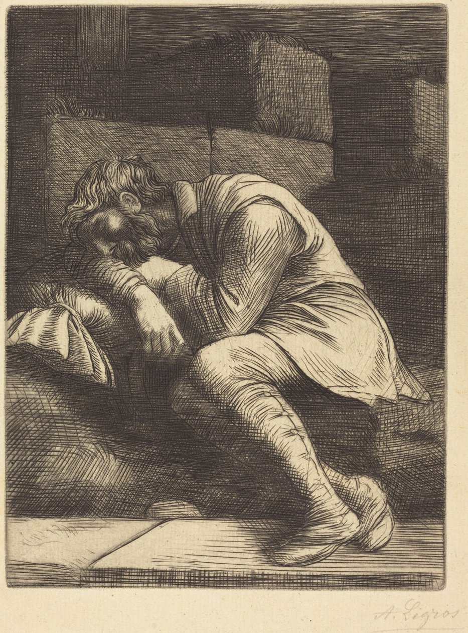 Spící žebrák od Alphonse Legros