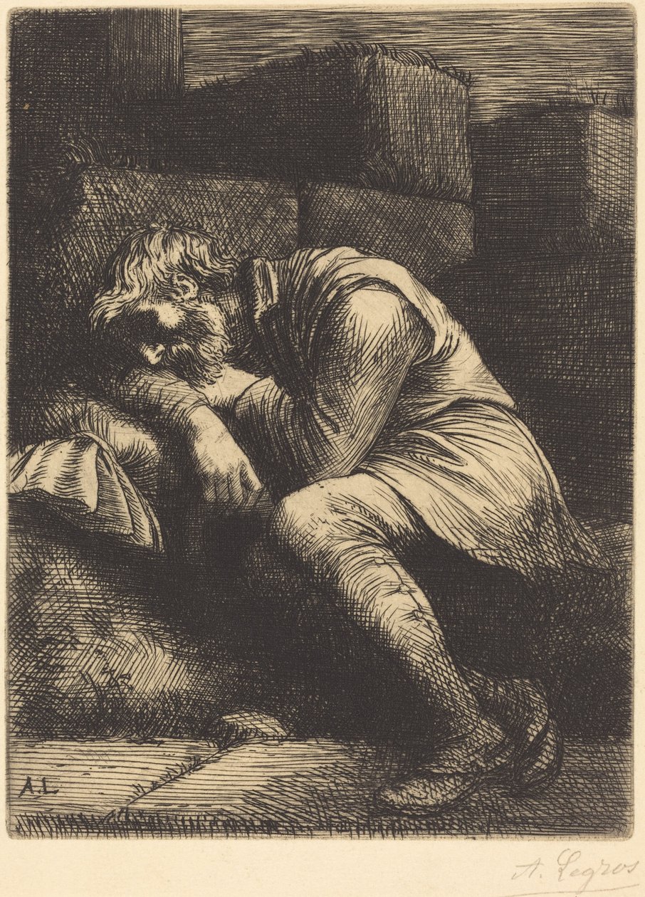 Spící žebrák od Alphonse Legros
