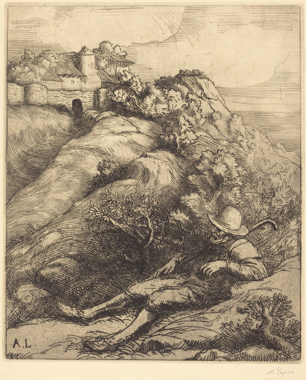 Sleeping Shepherd (Odpočinek pastýře) od Alphonse Legros