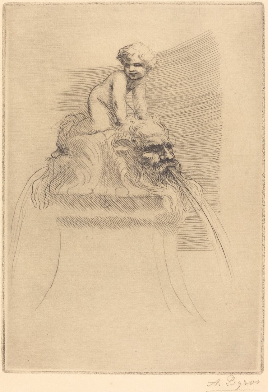 Malá fontána, dítě hraje na grotesky od Alphonse Legros