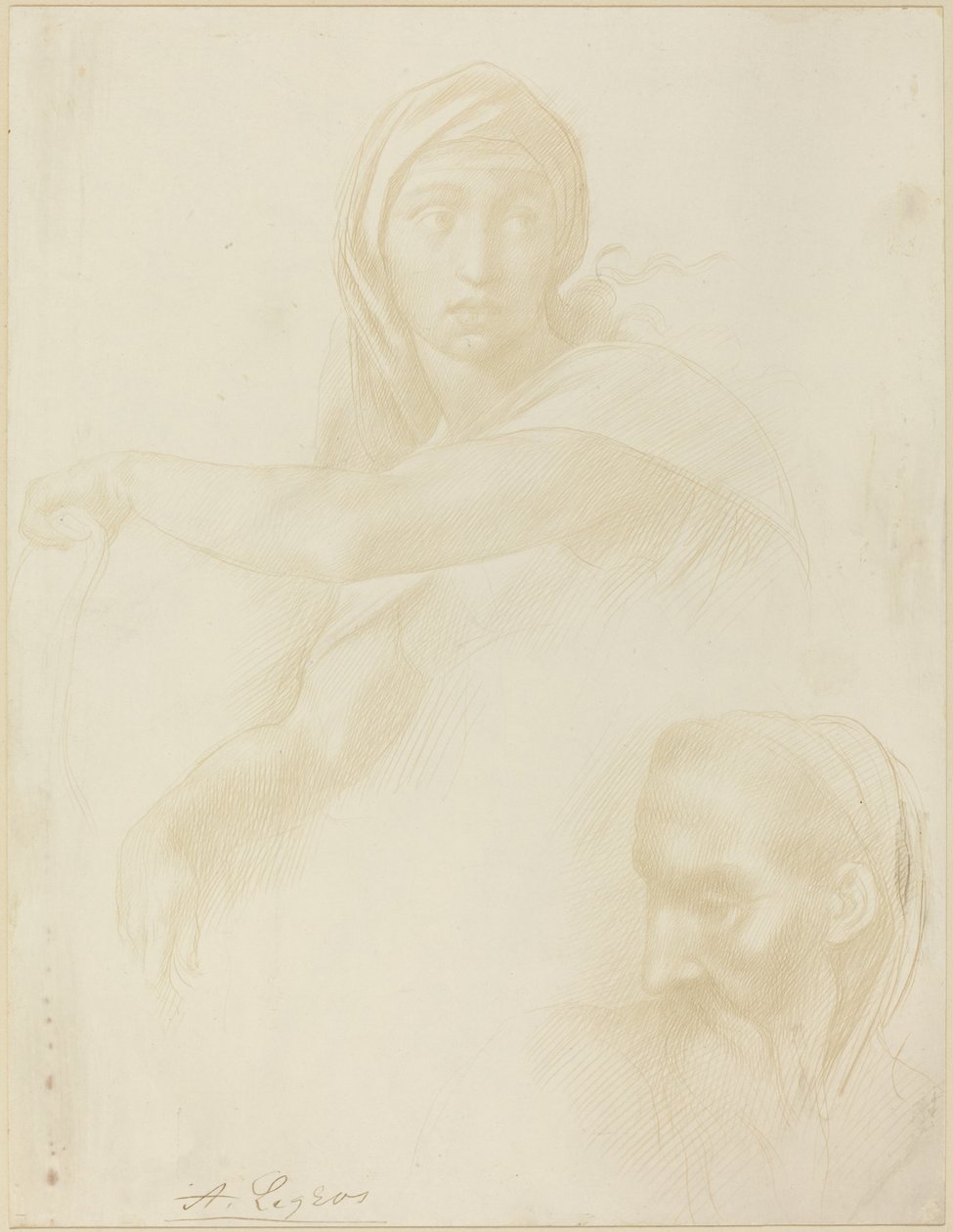 Studie delfské Sibyly, hlavy muže. od Alphonse Legros