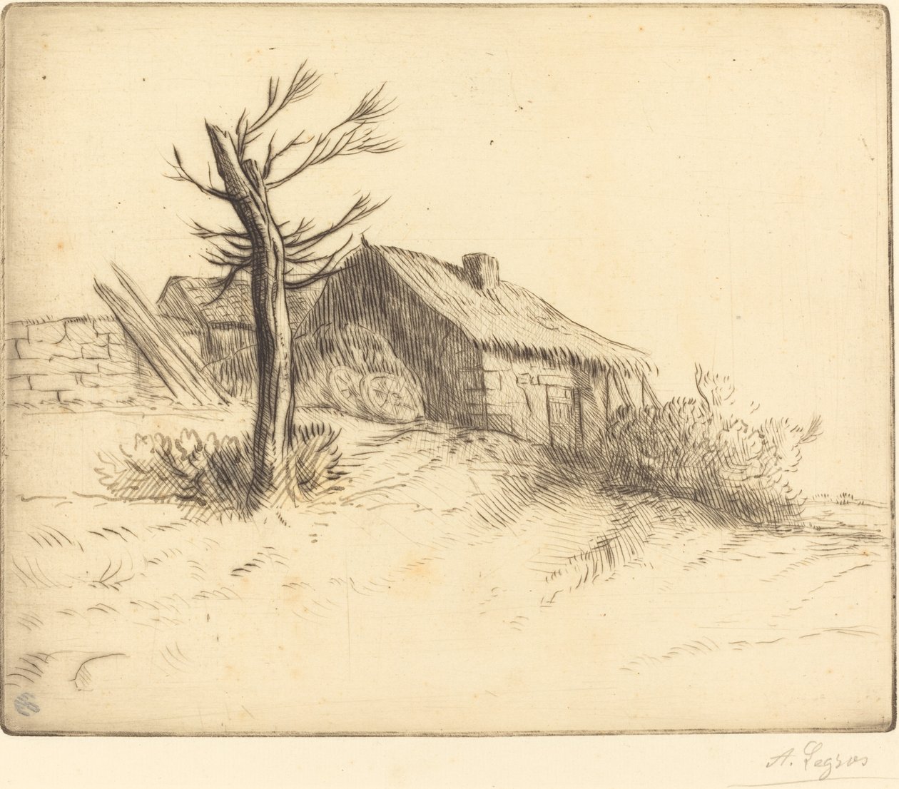 Došková chata Chaumiere. od Alphonse Legros