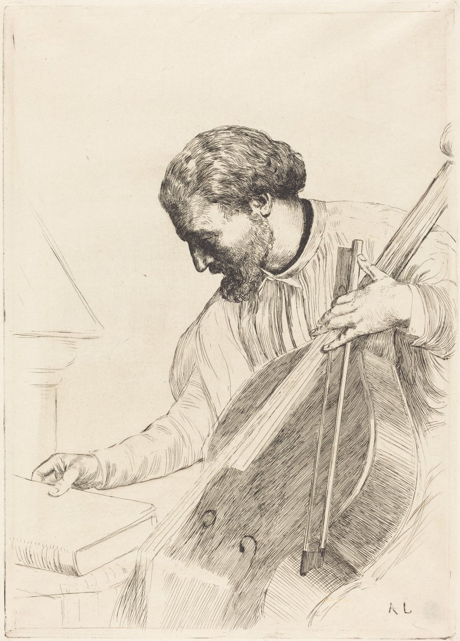 The Bass Player (Kontrabasista) od Alphonse Legros