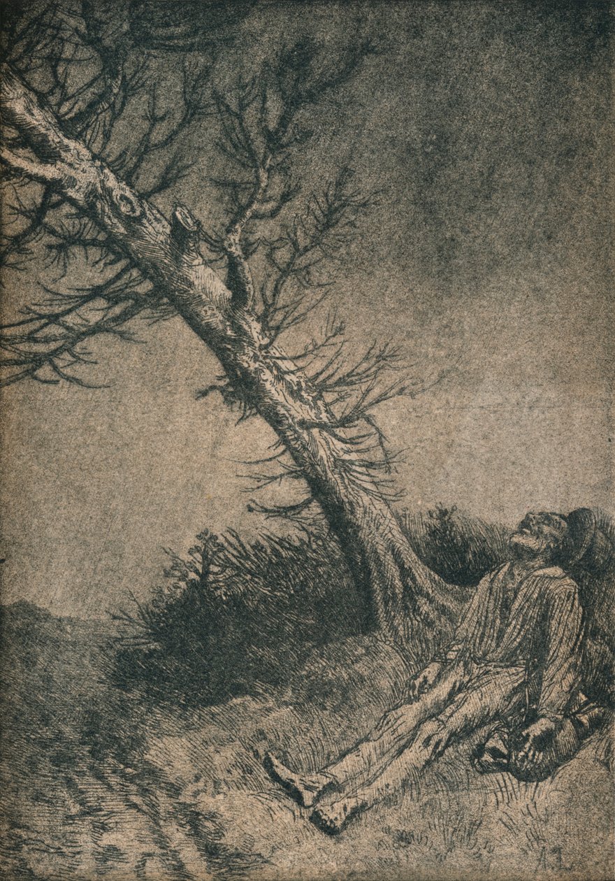 Umírající tulák, 1875 od Alphonse Legros