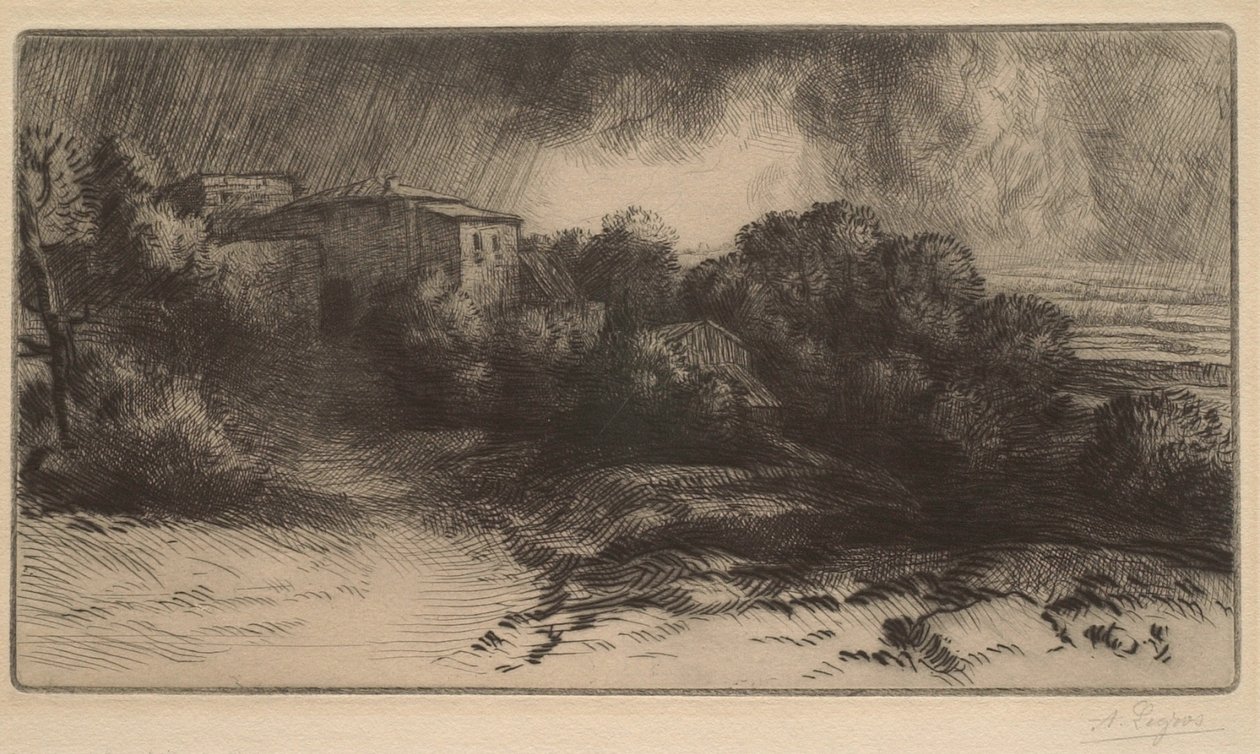 Farma v Brieux (efekt bouře) od Alphonse Legros
