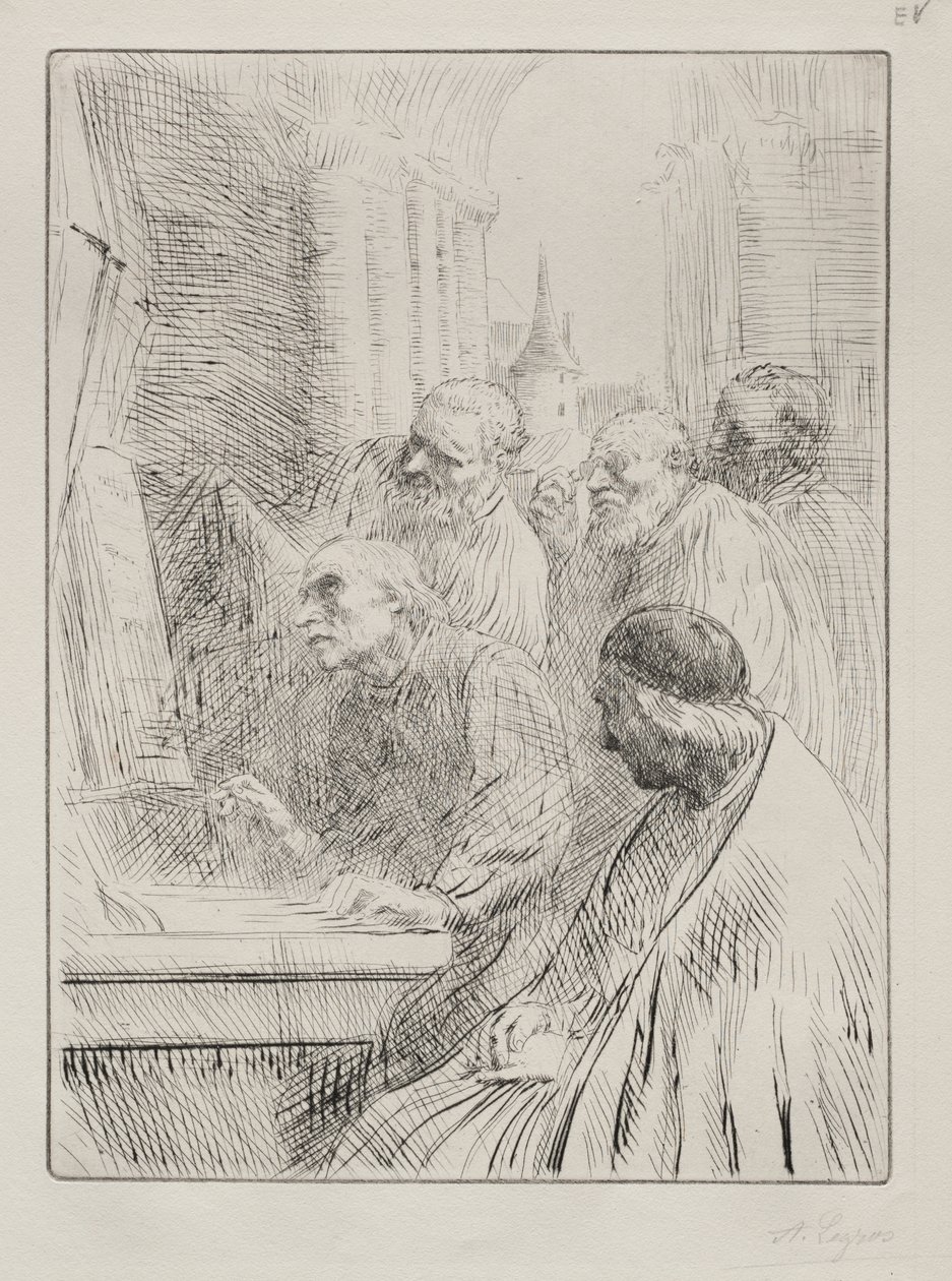 Mniši v kostele od Alphonse Legros