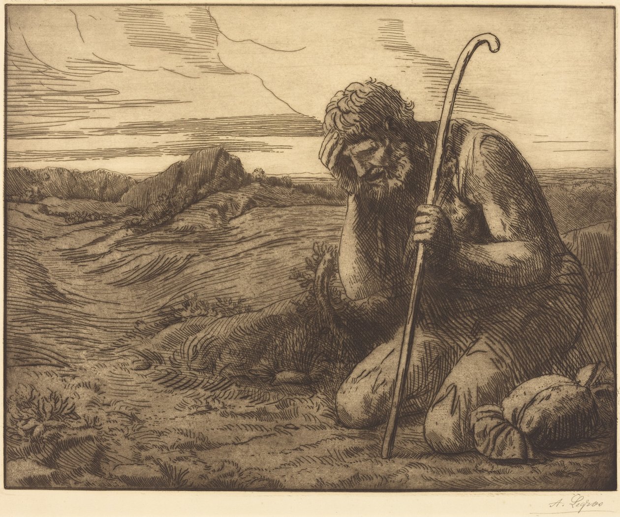 Marnotratný syn, 6. list („Marnotratné dítě“) od Alphonse Legros