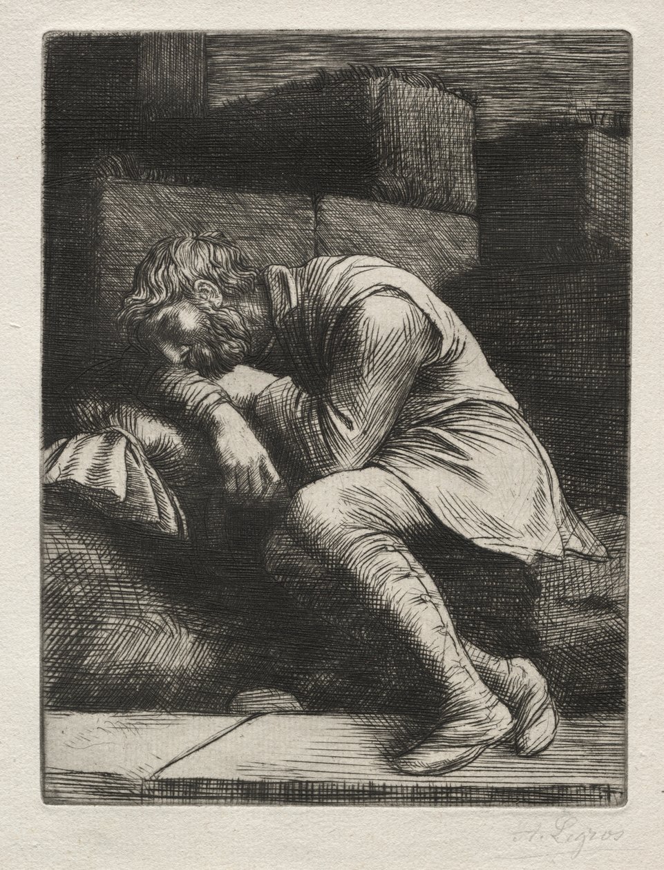 Spící žebrák od Alphonse Legros