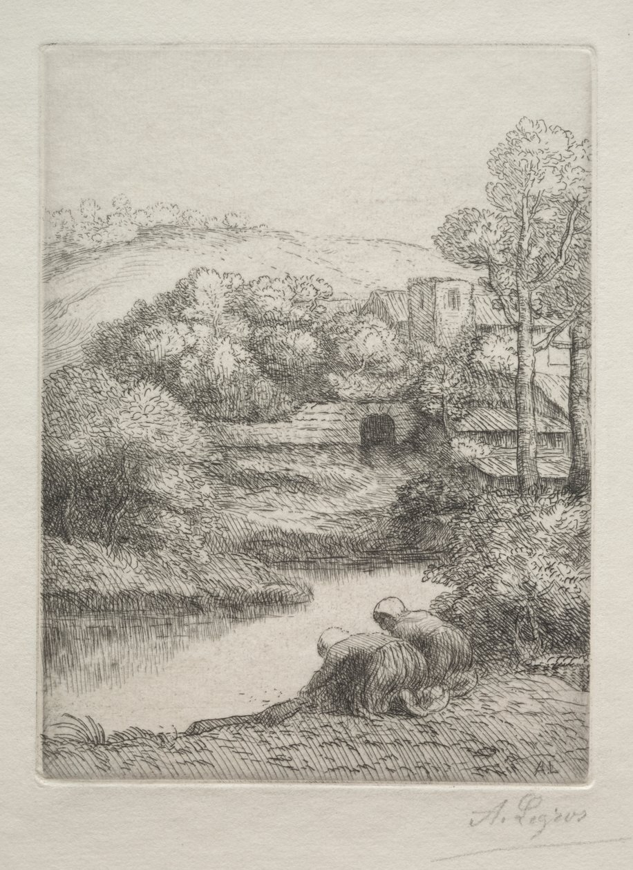 The Washing Place, zvané The Washerwomen (Le Lavoir, Dite "Les Laveuses") od Alphonse Legros