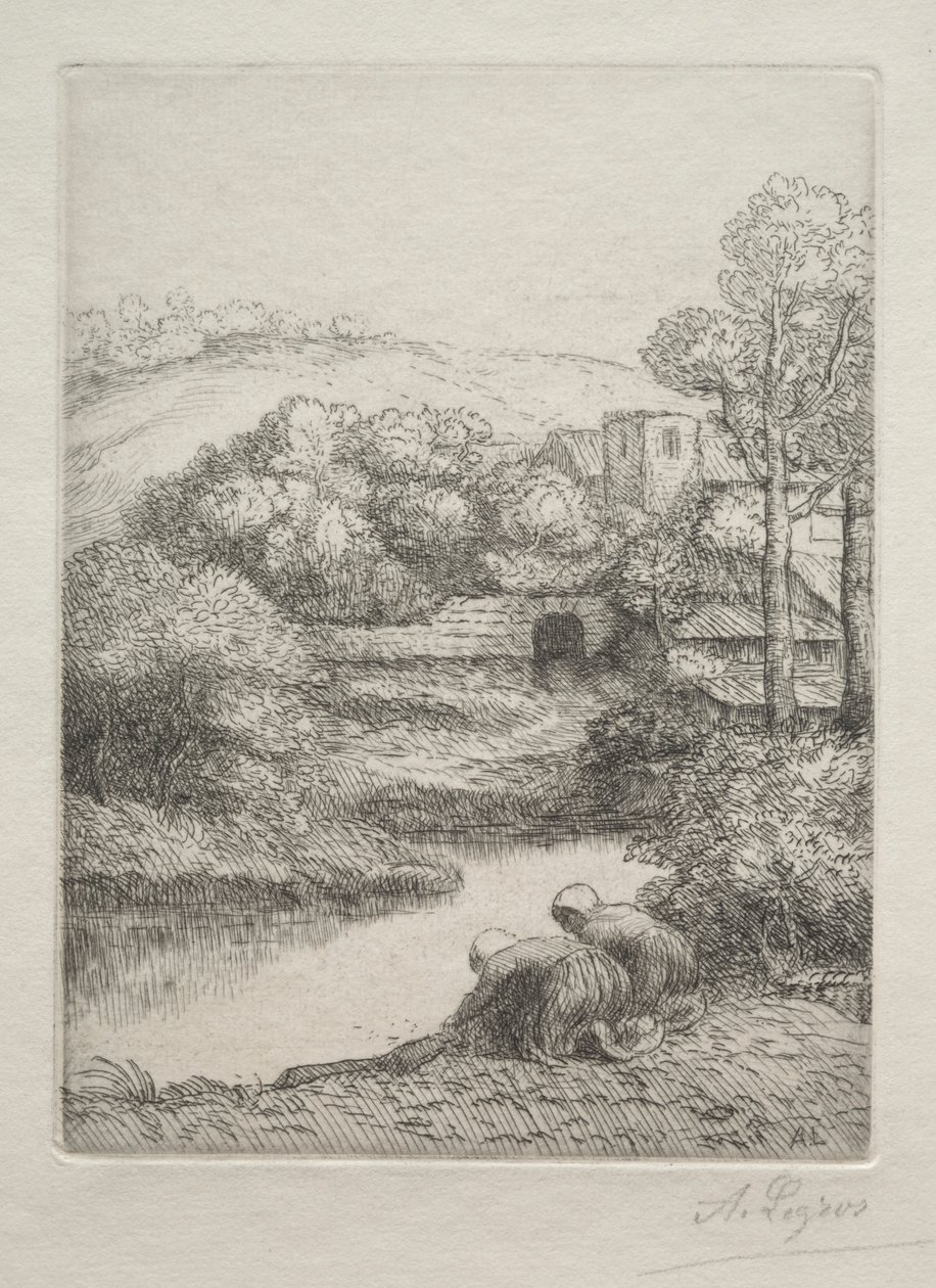 The Washing Place, zvané The Washerwomen Le Lavoir, Dite Les Laveuses. od Alphonse Legros