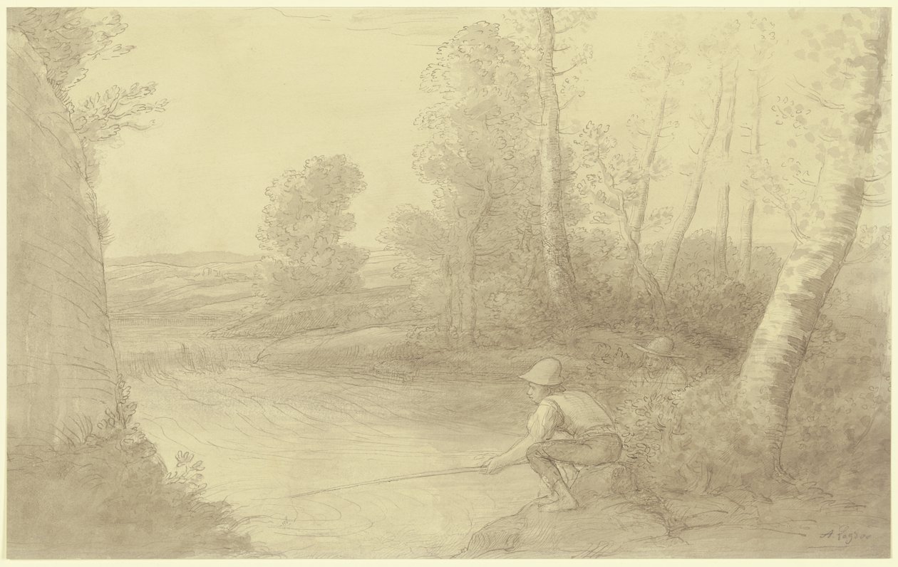 Rybáři u řeky od Alphonse Legros