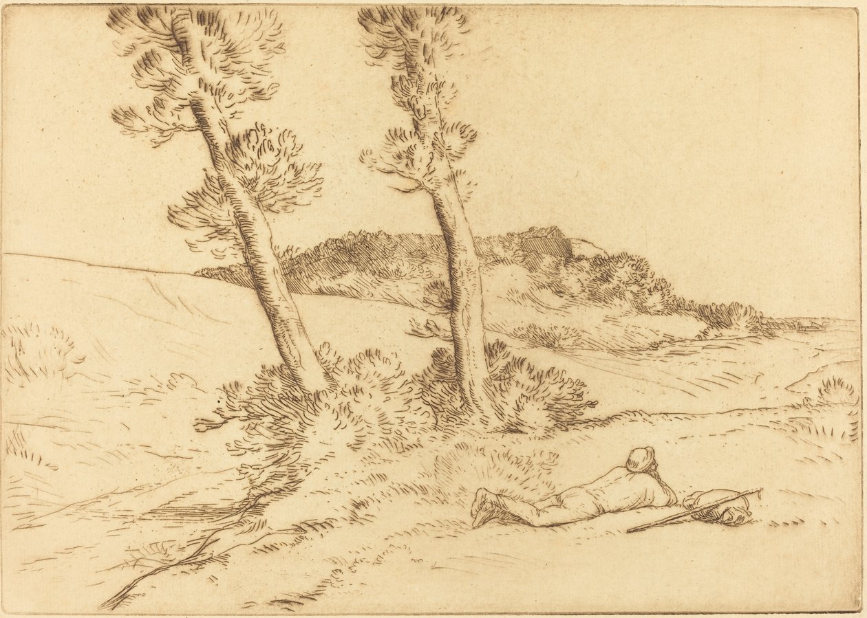 Cestovatel ležící na trávě od Alphonse Legros