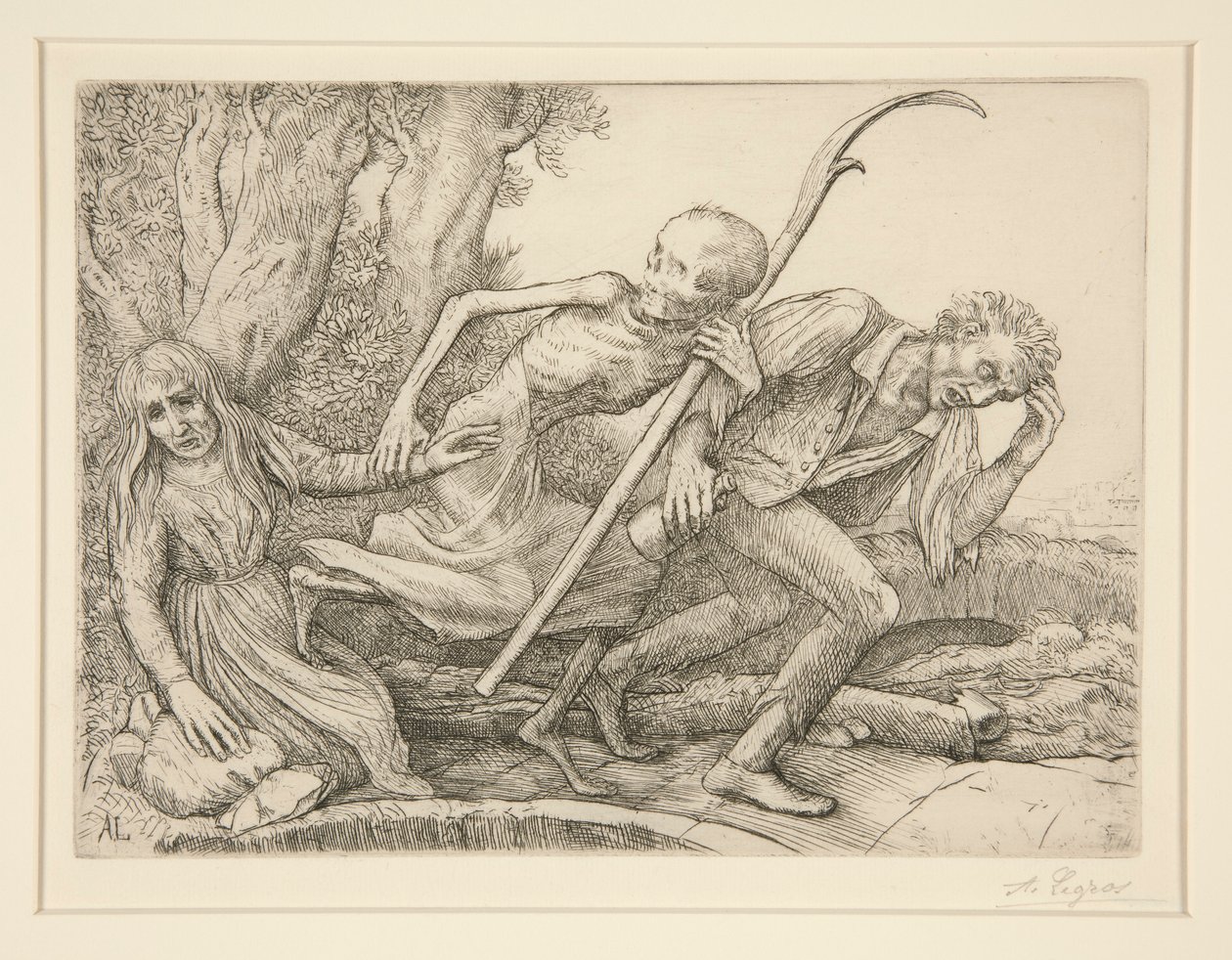 Triumf smrti: Smrt v čele L od Alphonse Legros