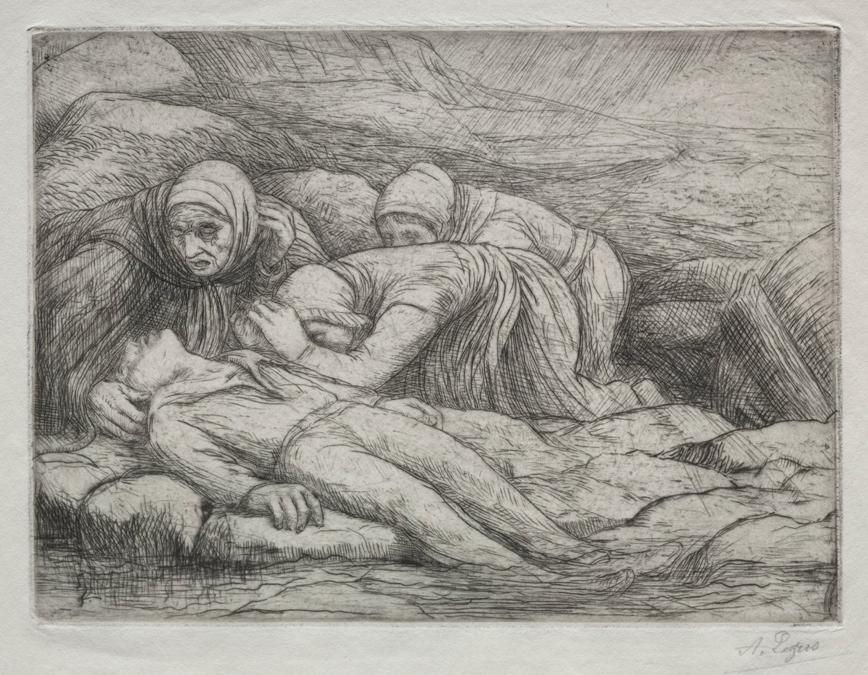 Triumf smrti: Smrt v rodině námořníků. od Alphonse Legros