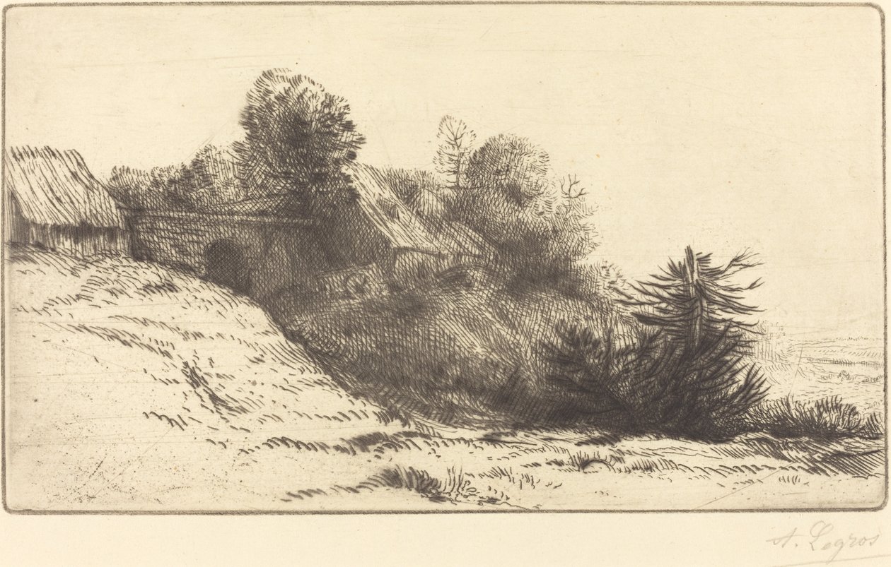 Pohled na farmu, 2. deska Farma blahoslavených. od Alphonse Legros