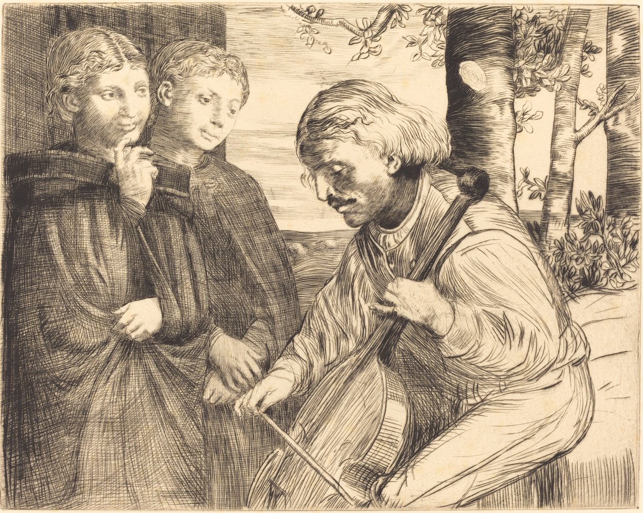 Viol Player od Alphonse Legros