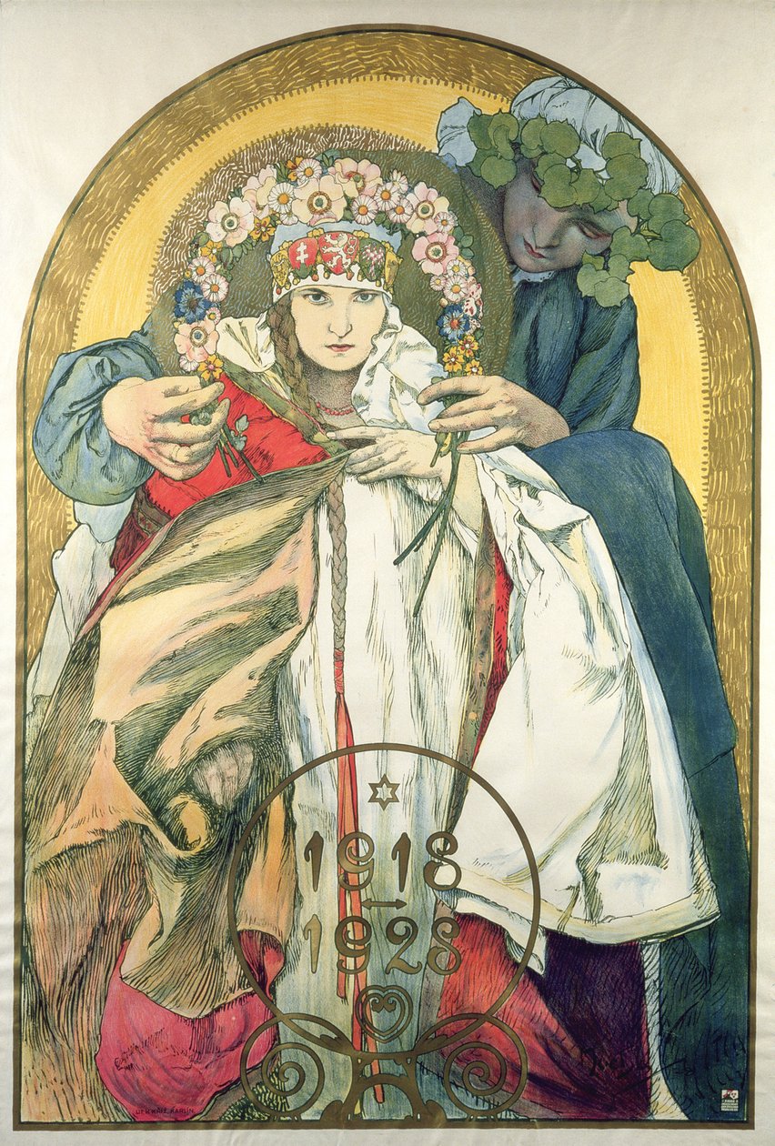 10. výročí vyhlášení nezávislosti Československé republiky od Alphonse Marie Mucha