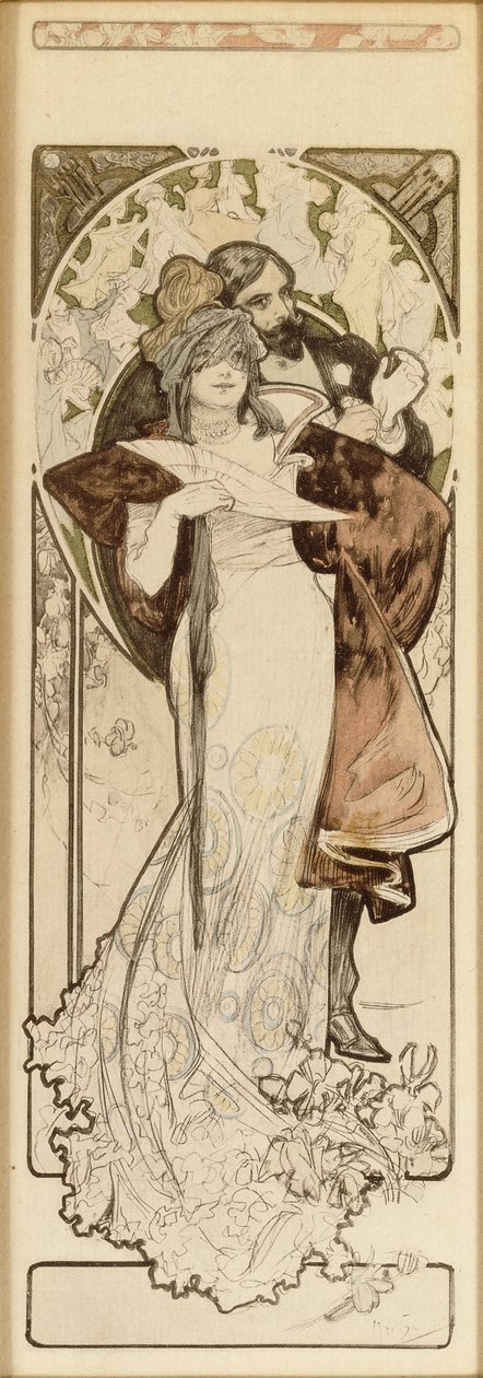 Model pro litografii "Program 27. října 1900", c. 1900 od Alphonse Mucha